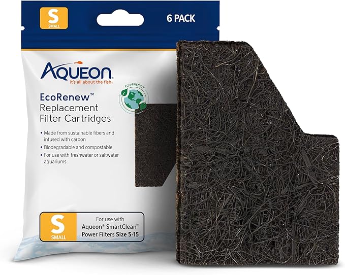 Aqueon GENUINE EcoRenew Filter Cartridges, For Freshwater and Saltwater Aquariums, Small, 6-Pack