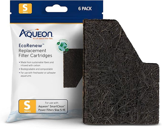 Aqueon GENUINE EcoRenew Filter Cartridges, For Freshwater and Saltwater Aquariums, Small, 6-Pack