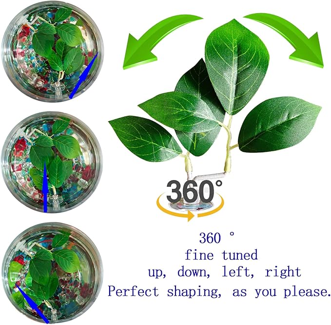 Fish Leaf Pad Fish Tank Accessories Aquarium Décor Simulating 2 pcs Adjustable Plastic Plants Betta Natural Habitat Playing Spawn Breed Rest Bed with Suction Cup Multi Leaf Design (2)