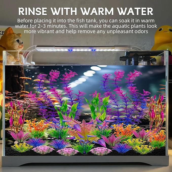 Colorful Fish Tank Decorations, Large Aquarium Artificial Plastic Plants Decor, Betta Goldfish Tank Accessories, Fish Bowl Ornaments