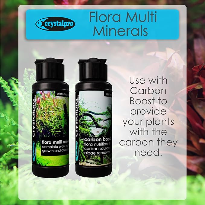 Crystalpro Flora Multi Minerals All in One Aquarium Plant Fertilizer - for Fast Growing Healthy Plants - Plant Food for Root and Leaf Growth- Safe for All Freshwater Livings 4.2 Oz