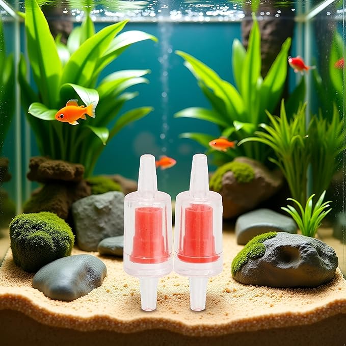 2Pcs Red Backflow Prevention Valve Aquarium Check Bubble Air Pump Valve for Fish Tank Aquarium Air Pump Accessories