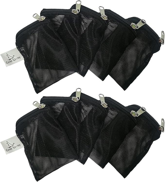 10 Pcs 3" x 4" Aquarium Filter Media Bags Small, Mini Fish Tank Media Mesh Filter Bags for Activated Carbon, Ceramic Media Rings, Mesh Reusable Bags with Zipper Black