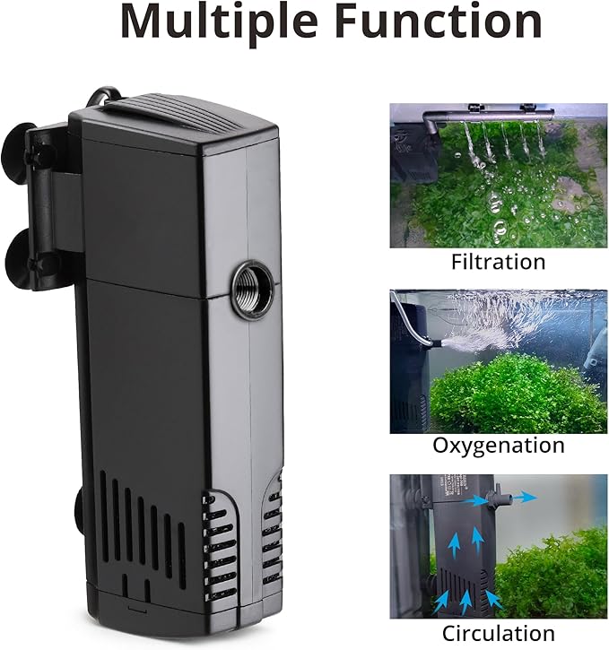 NICREW Aquarium Internal Filter, Submersible Power Filter for Fish Tanks 40-66 Gallon, 264 GPH
