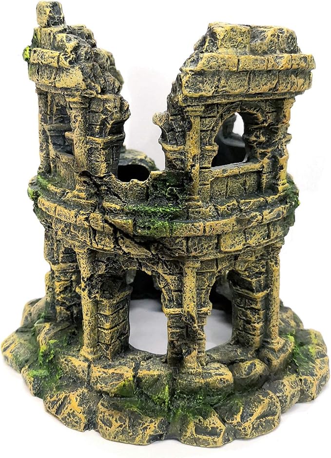 M2cbridge Antique Roman Column Ruins European Castle Aquarium Decorations Fish Tank Hideout Rocks (Roman Column Round)