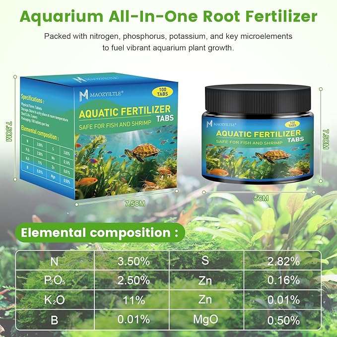 Root Tabs Freshwater Aquarium Plant Fertilizer, Slow-Release 100 Tabs 1g/Tab, Safe for Fish and Shrimp, for Planted Aquarium Substrate (100)