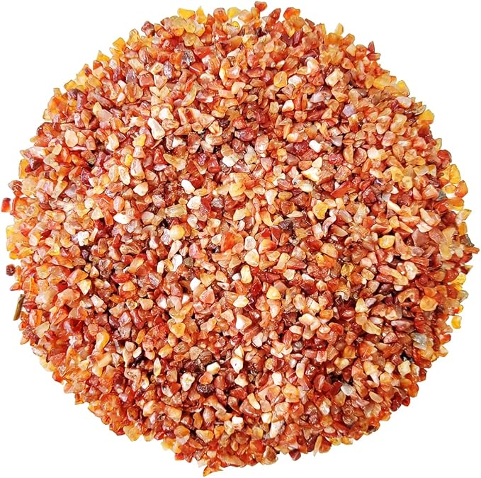 Shubhanjali Red Carnelian Tumbled Chips Crushed Stone Crystal Natural Small Rocks Irregular Shape Stone Reiki Healing Gemstones for Garden Aquarium Vases Plants Decoration (1 lb)
