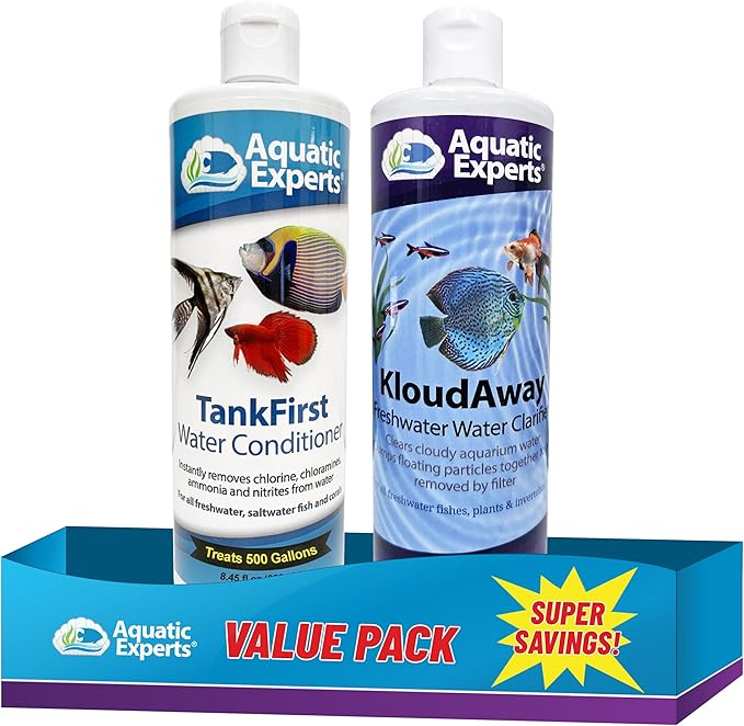 TankFirst Aquarium Water Conditioner and KloudAway Aquarium Water Clarifier 250mL, Made in USA (Value Pack)