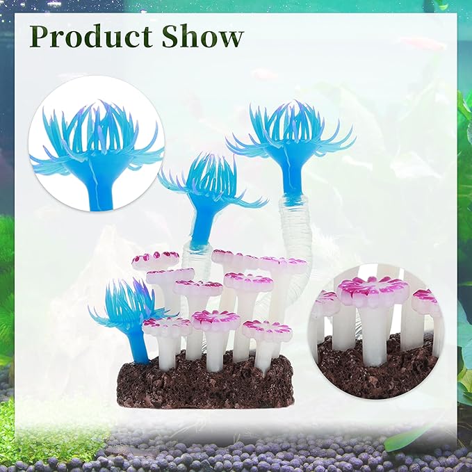 Aquarium Coral, Luminous Fish Tank Ornaments, Silicone Aquarium Plants, Fish Tank Coral, Fake Coral for Fish Landscape Decoration Aquarium Ornaments, Blue Purple