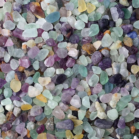 LAIDANLA Fluorite Crushed Stone Crystal Chips Bulk Natural Gemstones Healing Reiki Crystals Mini Quartz Vase Filler Aquarium Gravel 0.55lb