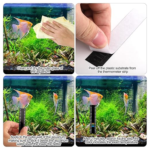 4pcs Aquarium Thermometer Strip, Adhesive Temperature Sticker Aquarium Thermometer Fish Tank Sticker Fish Tank Test Strips Fish Tank Thermometer Stick on for Brewing Aquarium