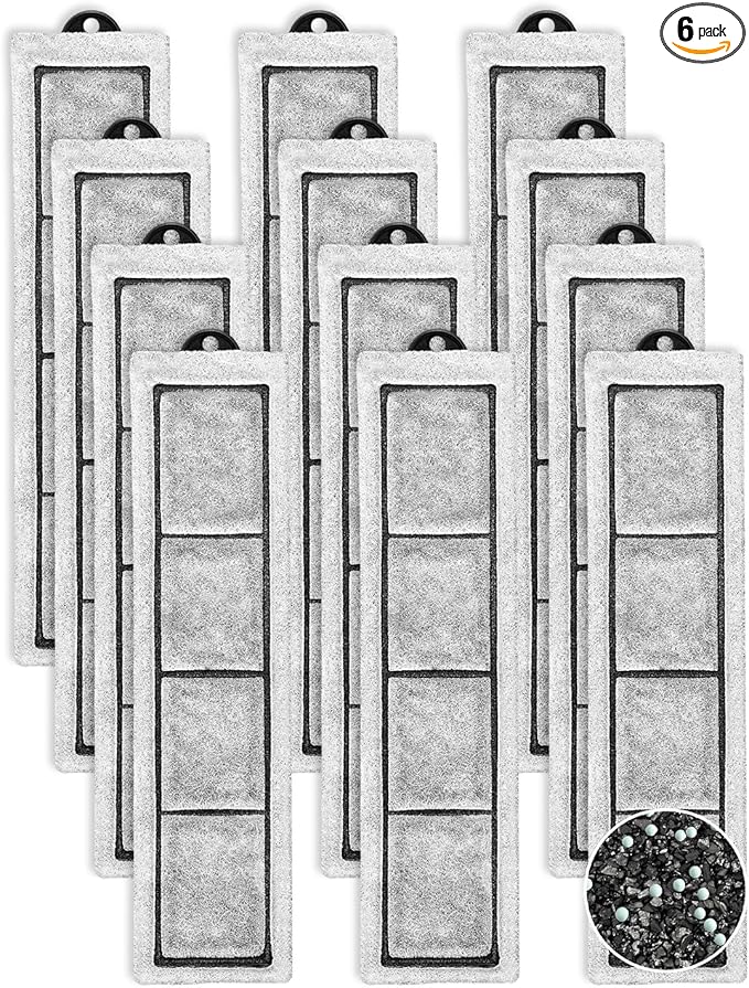 6 Pack Filter Cartridge Compatible with Top Fin RF-S Filters Cartridge, Upgraded RF-S Fish Tank Filters Compatible with Top Fin Filter Cartridges, Activated Carbon & Zeolite for Clean Water
