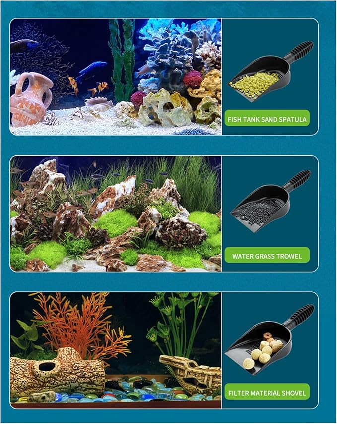 Fish Tank Sand Shovel, Aquarium Gravel Shovel with Extendable Handle, Water Leakage Design for Easy Cleaning, Multifunctional PVC Shovel for Pet Feces and Fish Tank Filter Material
