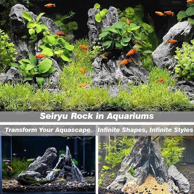 Unocho Seiryu Rock Aquarium Stones 11lb Natural Dragon Stone for Aquascaping Fish Tank Aquarium Landscaping Model Tank Decoration Miniature Fairy Garden(3-8 Inches)