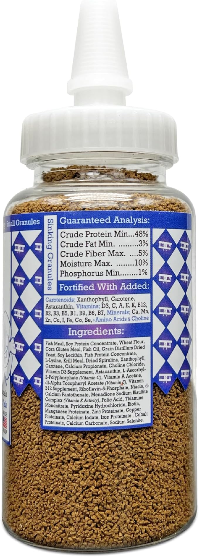 Aquatic Provisions Community Fish Food Small Granules 3.17 oz, High Protein Slow Sinking Small Sized Granules