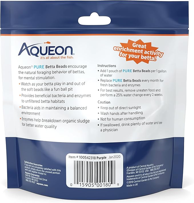 Aqueon Pure Betta Beads, Purple