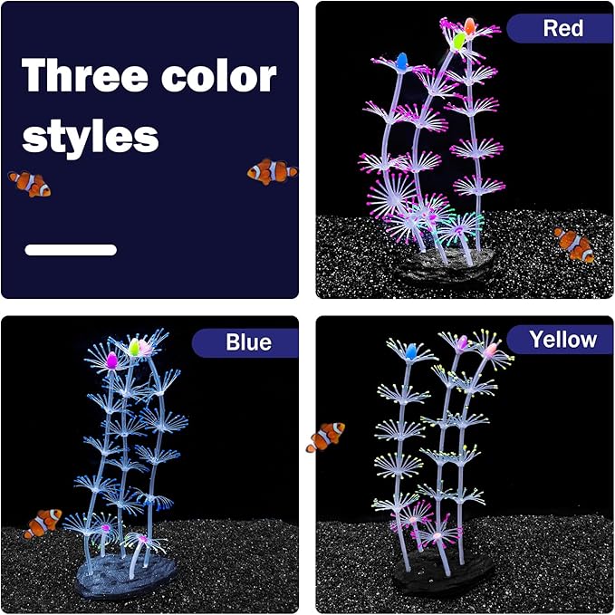 Soft Silica Gel Moves Naturally with Water Flow, Aquarium Decorations Glow in The Dark, Glowing Coral Ornaments for Fish Tank Decorations (Pink, Cymbidium)