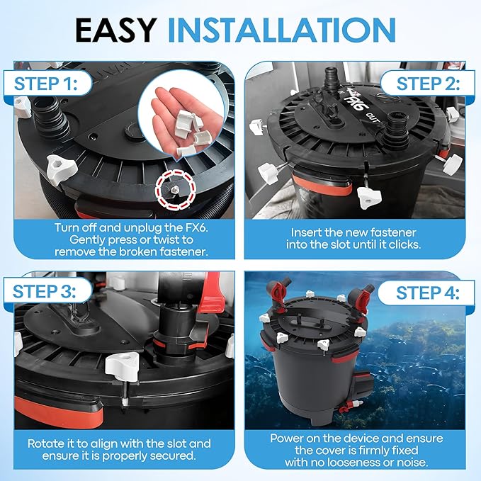 4 Pack Replacement Parts Compatible with Fluval Canister Filters, Lid Fastener Compatible with Fluval FX6 FX5 FX2 FX4, Secure Fit and Long Lasting