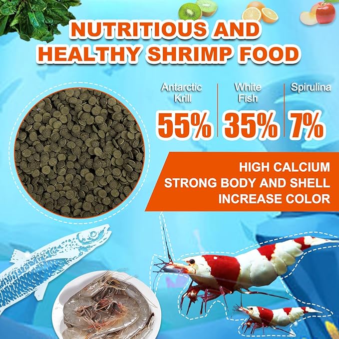 Betta Fish Food - Floating Patties Natural High Protein with 50% AntarcticKril,White Fish & Spirulina,Rich in Calcium for Betta's Vibrant Colors Fast Growth,Clean Water (4oz)