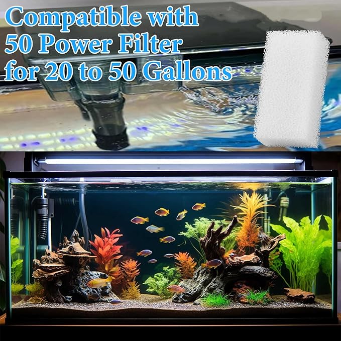 Threlaco 12 Pcs Foam Filter Insert Compatible with Aquaclear Aquarium Filter Replacement Media for Filtering and Keeping Aquariums Clear (Compatible with Aquaclear 50)