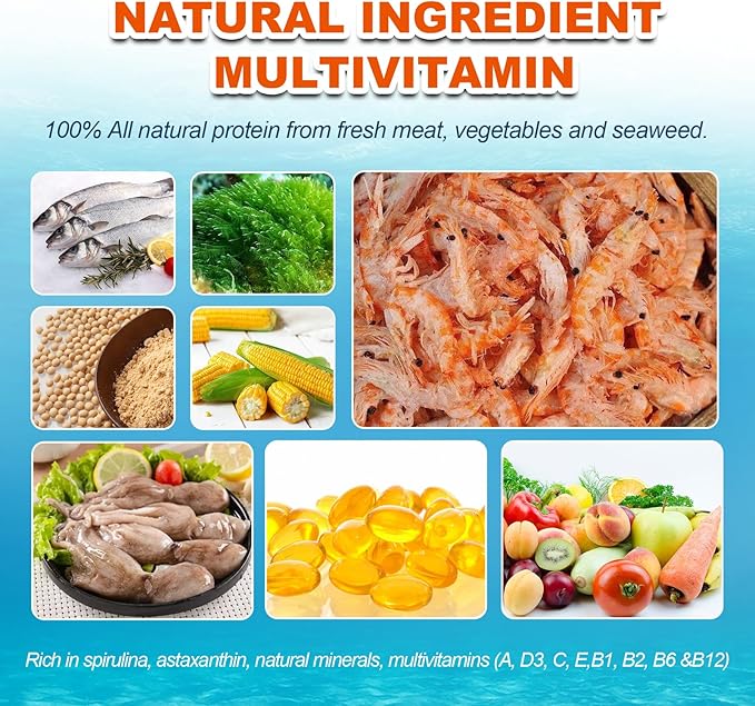 Betta Fish Food - Floating Patties Natural High Protein with 50% AntarcticKril,White Fish & Spirulina,Rich in Calcium for Betta's Vibrant Colors Fast Growth,Clean Water (4oz)