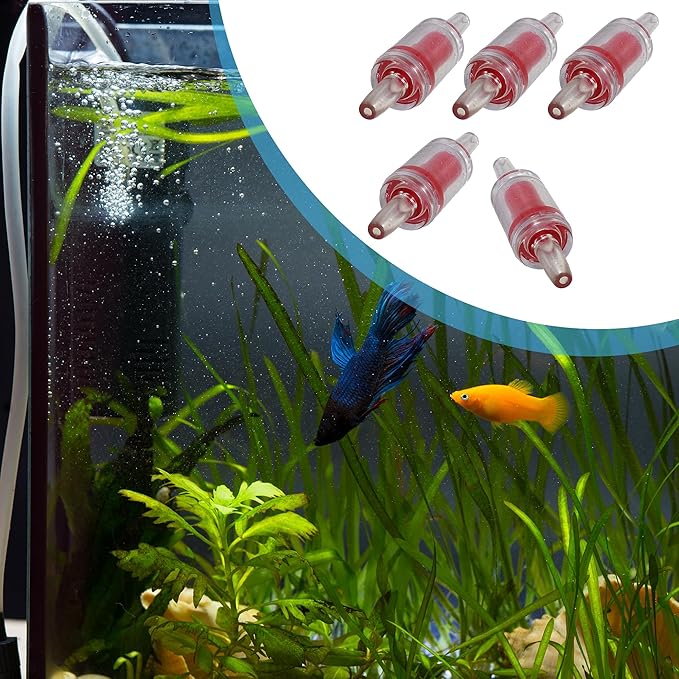 Plastic Air Pump Check Valves, Non-Return Check Valve for Fish Tank, 2.1x 0.58 Inch (Red 5 Pcs)