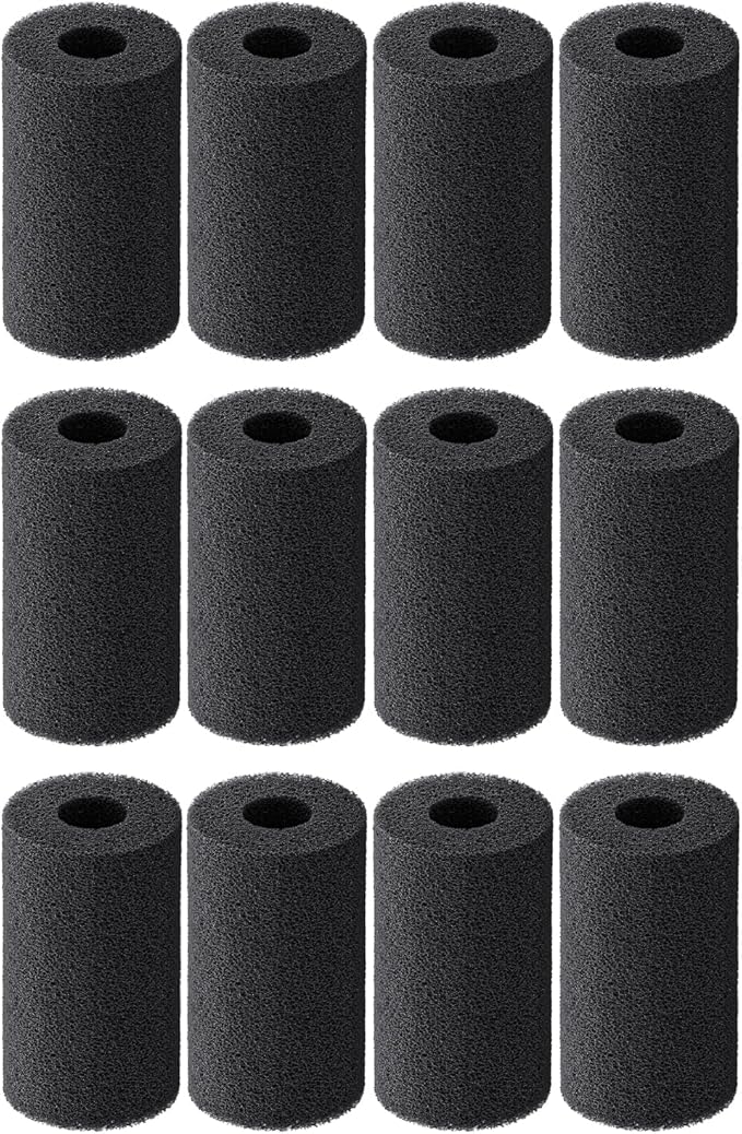 Pawfly 12 Pack Pre-Filter Sponge, Aquarium Filter Sponge 0.8" Intake Sponge Foam Roll for Small Fish Shrimp Fry Fish Tank Covers Accessories