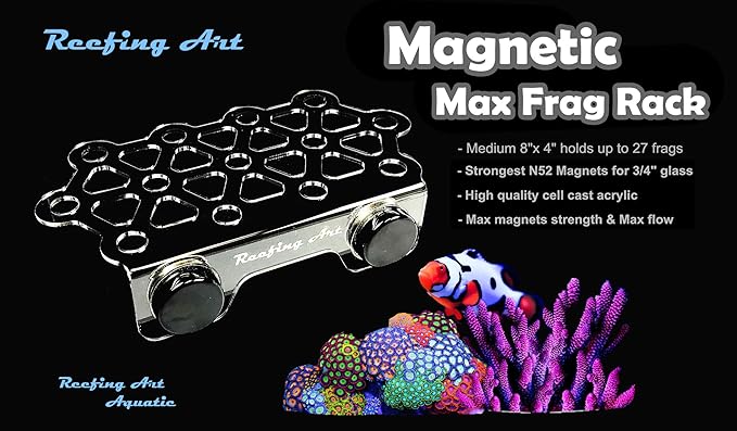 Magnetic Coral Frag Rack Strongest N52 Magnets Holds Up to 41 Plugs (Medium Max)