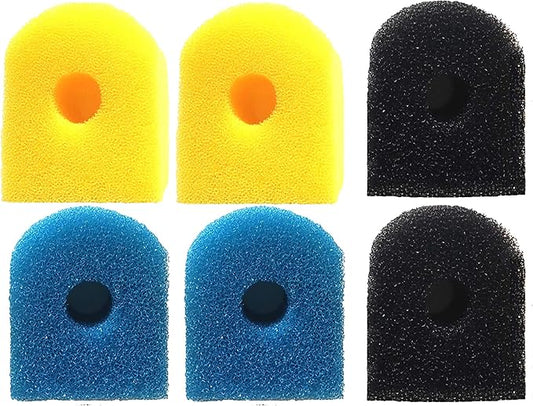 Aquarium Filter Replacement Sponge, Fish Tank Filter Replacement Parts, Including 2 x Coarse Sponge, 2 x Fine Sponge & 2 x Black Sponge