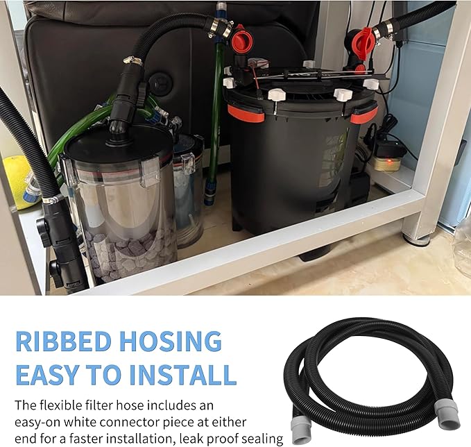 A20236 Ribbed Hosing for Fluval FX2/FX4/FX6 Canister Filters (A214, A218 and A219), Replacement for Fluval Aquarium Filter, 13.25 Ft Hose - Suitable for Freshwater and Saltwater Aquariums