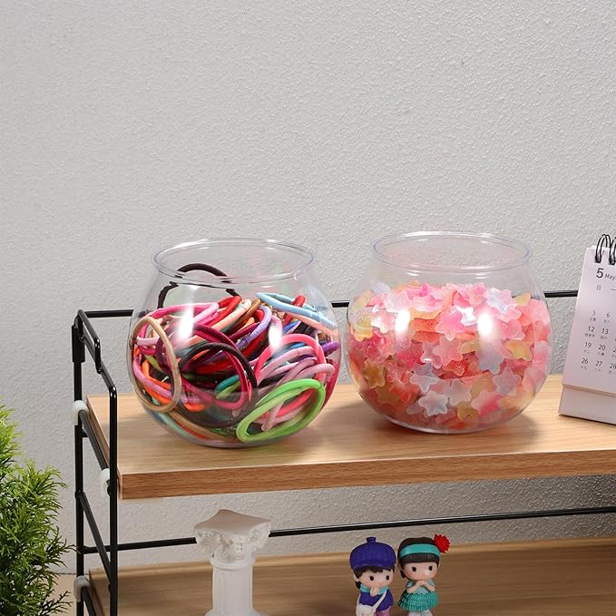 Happyyami 2pcs Round Aquarium Tank Desktop Fish Tank Goldfish Aquarium Tank Bowl Terrarium Round Fish Bowl Unbreakable Vases Bowls for Home Decor