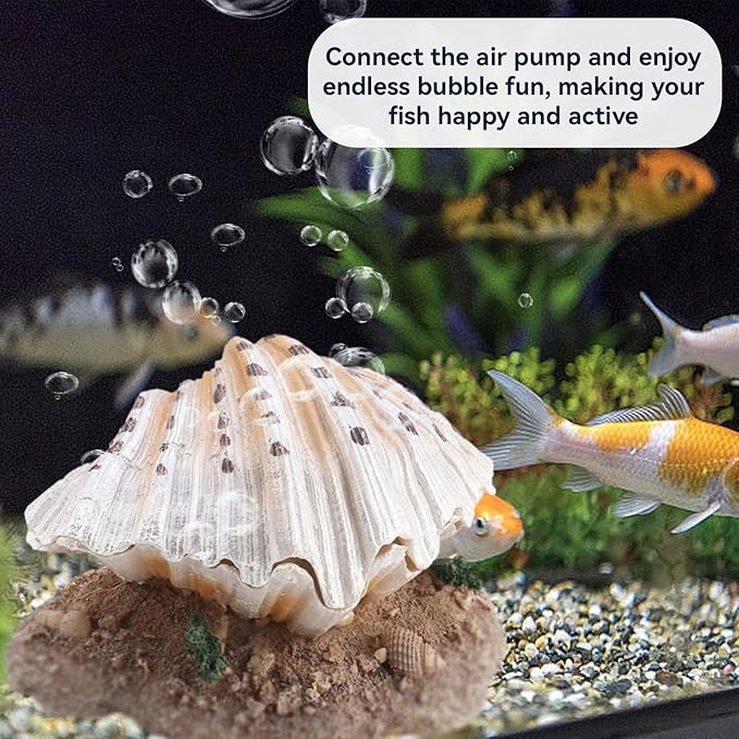 Cyrank Aquarium Decoration Fish Tank Simulation Resin Shell Pearl Bubbler Decor Coral Reefs Aerating Action Ornament Aquarium Landscaping Decoration