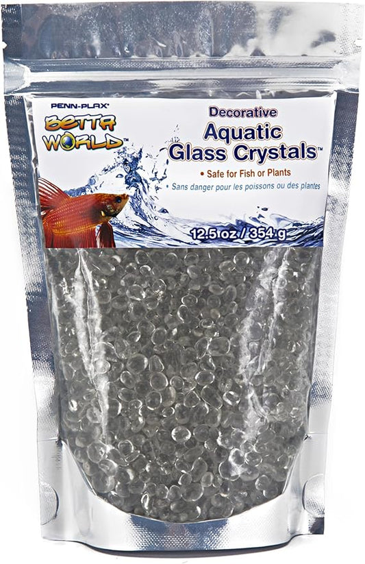 Penn-Plax Betta World Crystal Decorative Pebbles for Fish Tanks, Vase Filler, Plant Décor – White Translucent Crystal Sand – 12.5 Oz
