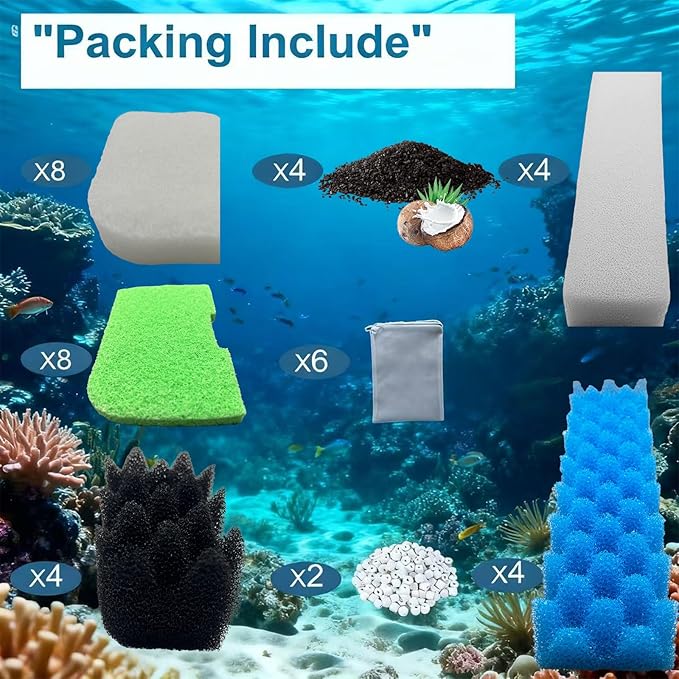 42 Packs 406/407 Canister Filter Replacements Compatible with Fluval 406/407 Aquarium Filters. Includes Filter Media Set with biofoam, Activated Carbon, and Ceramic Rings. Upgraded Version