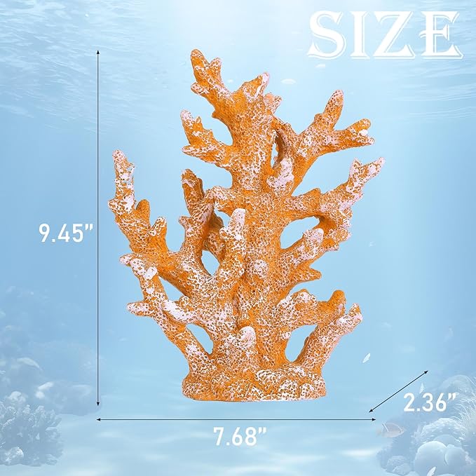 Artificial Coastal Dorm Fish Aquarium Coral Ornament Decor Realistic Aquatic Plant Marine Themed Gifts for Beach Coastal, Living Room, Bathroom- Yellow