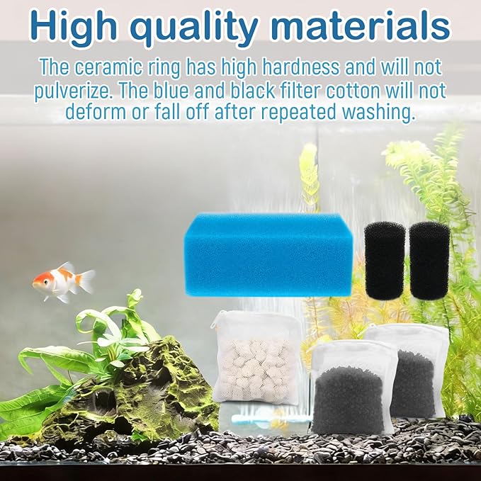 Aquarium Media Maintenance Kit Replacement for Fluval AC30 Power Filter, Includes 1 Blue Foam Filters, 2 Intake Strainer Sponge,1Pack Ceramic Rings and 2 Pack Activated Carbon