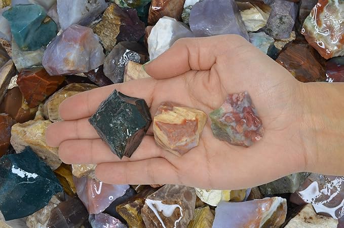 Fantasia Materials: 3 lbs of Assorted Types of Fancy Jasper Rough Stones from India