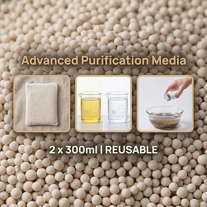 Aquarium Filter Resin for Water Purification, 2 Bags x 300ml, Tannin Remover, Odor Eliminator for Crystal Clear Water (2)