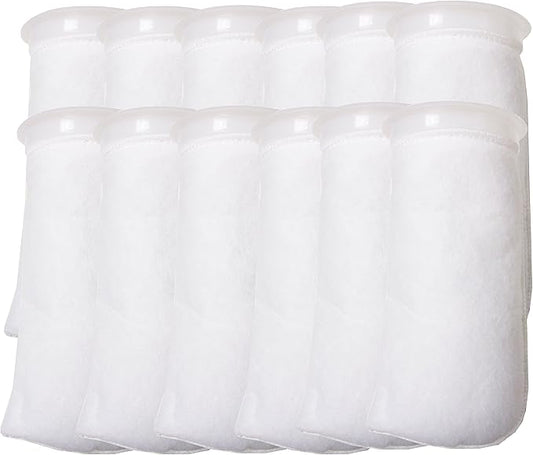 12 Pack - 4 Inch Ring Filter Socks 200 Micron - Aquarium Felt Filter Bags -4 Inch Ring By 9.5 Inch Long [Short Version] - Fits Eshopps and Aqueon