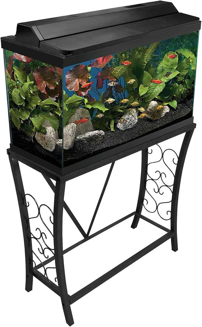 Aquatic Fundamentals 29 Gallon Metal Aquarium Stand, 30.3" L x 12.5" W, Black