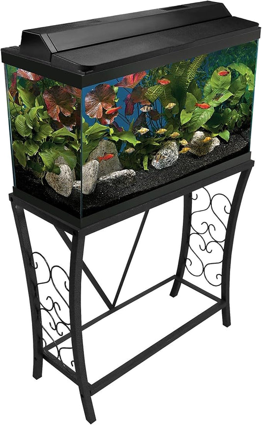 Aquatic Fundamentals 29 Gallon Metal Aquarium Stand, 30.3" L x 12.5" W, Black
