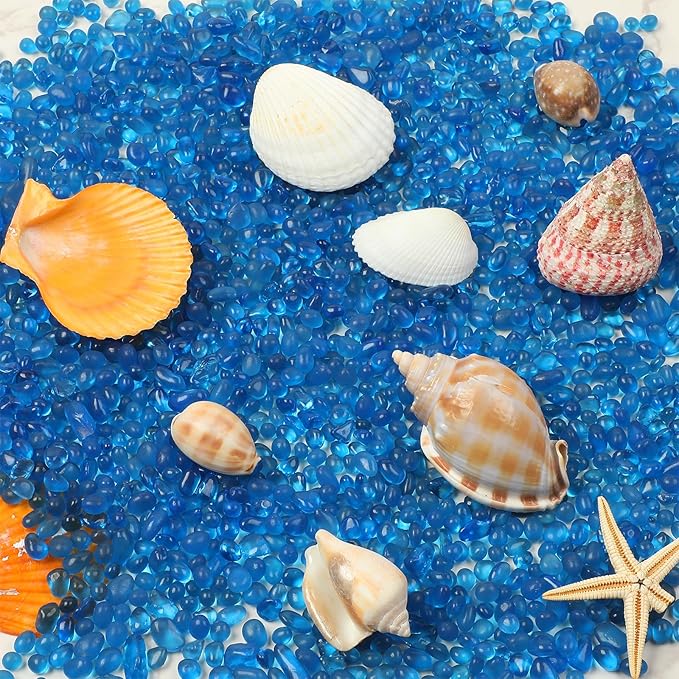 6.6 lb Fish Tank Gravel Glass Pebbles Sea Blue Aquarium Gravel Fish Tank Pebbles Fish Tank Rocks Aquarium Stones for Vase Fillers Garden Aquarium Terrarium Flowerpot Potted Plants Decoration