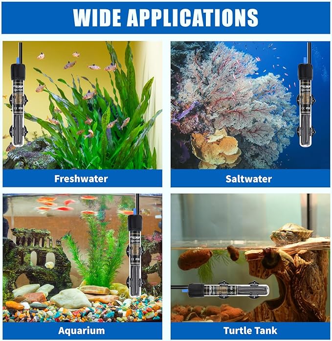 FREESEA 300 Watt Aquarium Fish Tank Heater with Aquarium Submersible Thermometer