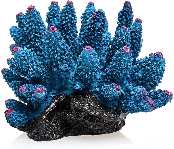 Resin Coral Plant Decorations Glowing Artificial Ornament Decor Acropora Pillar Coral Reef Decoration Accessories for Betta Fish Tank Aquarium Landscape, Dark Blue,1 Pcs GH1586