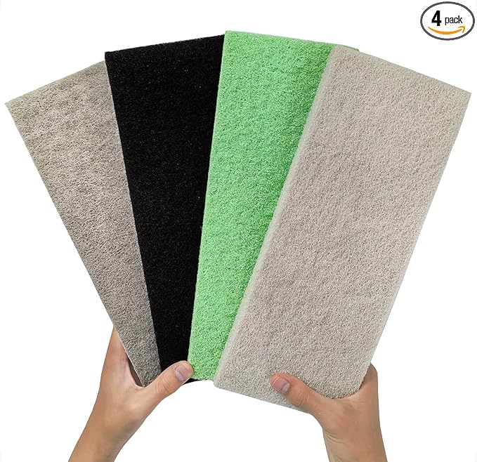 4-in-1 Aquarium Filter Pad Set, Activated Carbon + Ammonia Remover + Nitrite Reducer + Phosphate Remover Sponge, Cut-to-Fit Multi-Function Filter Media Combo for Freshwater Saltwater Fish Tank & Pond