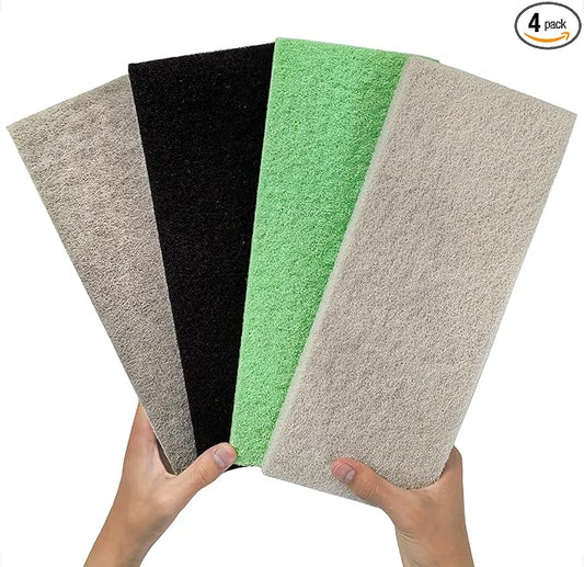 4-in-1 Aquarium Filter Pad Set, Activated Carbon + Ammonia Remover + Nitrite Reducer + Phosphate Remover Sponge, Cut-to-Fit Multi-Function Filter Media Combo for Freshwater Saltwater Fish Tank & Pond