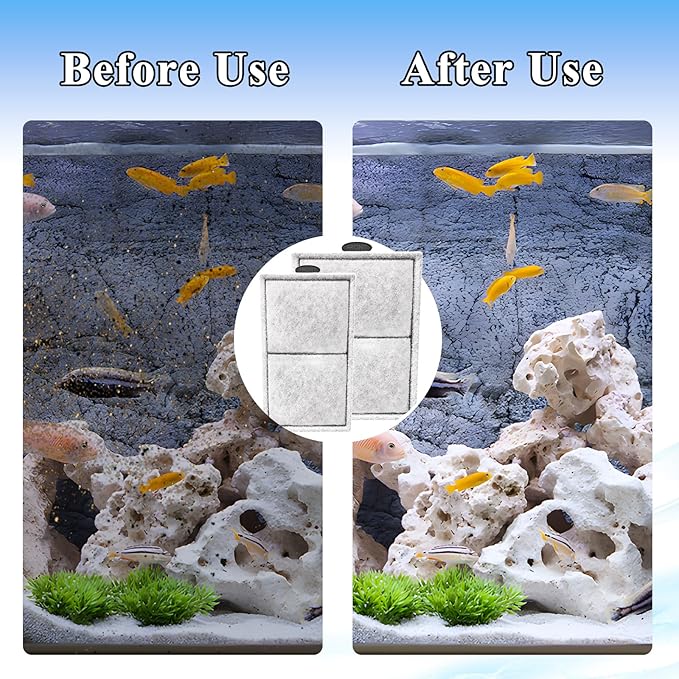 Pryitier 9 Pack PF-S Filter Cartridges Only Fit to Top Fin PF10 Power Filter, Replacement Fish Tank Refill with Zeolite for PF-S(Product Size: 5.12 x 3.03 inches, not Include Handle)