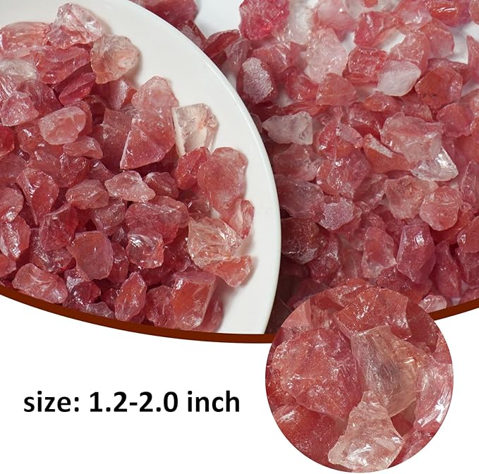 1 Lb Pink,Large Crushed Sea Glass,Sea Glass Decor,Irregular Glass Rocks for Tabletop Fountain Fillers,Aquarium,Fish Turtle Tank Decorations,DIY Crafts,Flowerpot Decoration