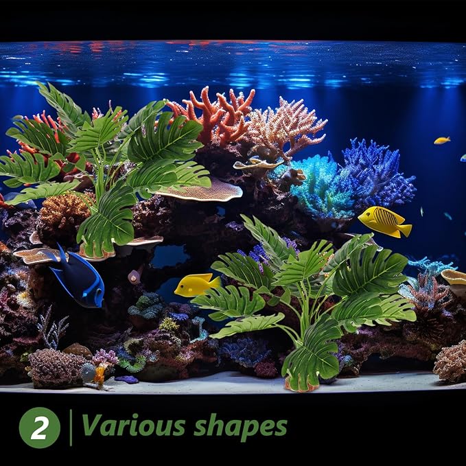 Happyyami Artificial Aquarium Plants High Simulation Fake Aquatic Plant for Tank Decoration Fade-Resistant Lightweight Safe for Fish Lively Atmosphere Look