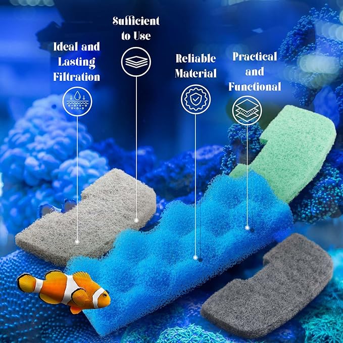 Threlaco 20 Pcs Aquarium Filters Replacement Filter Media Kits Compatible with Fluval 206/207, Including 2 Biological Foams, 6 Ammonia / 6 Phosphate / 6 Nitrite Remover